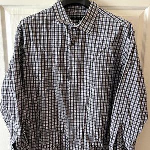 Synrgy XXXL Long Sleeve Button Down dress shirt 100% cotton Purple Black DXL
